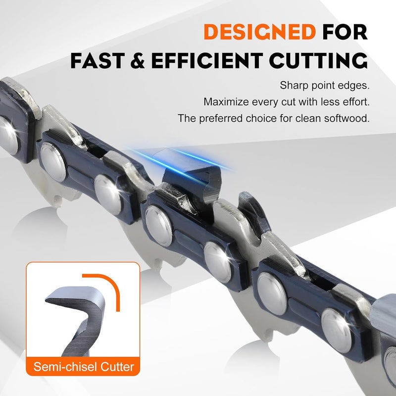 Hipa 8" Pole Pruner Saw Chain Compatible with Greenworks 20192 20302 30352 20612 20672 Remington RM4050 RM4050B Earthwise CCS30008 CPS40108 LPS40208 LPS4210 Pole Saw .050" Gauge 3/8" Pitch 2Pack - Image 3